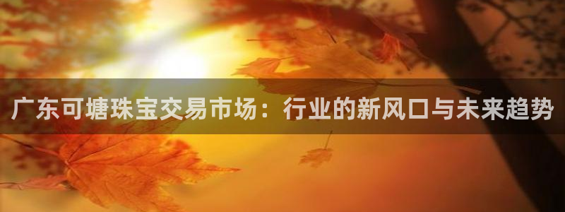新宝5手机app：广东可塘珠宝交易市场：行业的新风口与未来趋势
